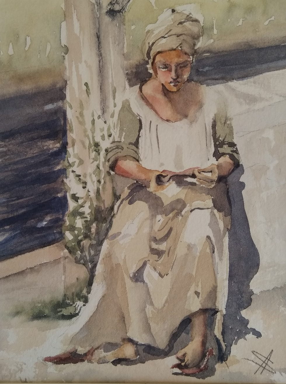 aquarel jonge vrouw